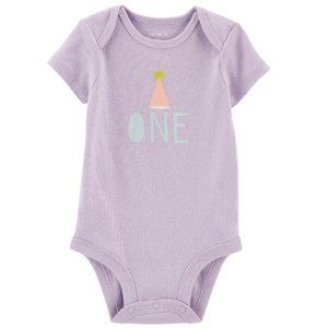 Baby Girls Carter's "ONE" First Birthday Bodysuit Size 9 18 months Lavender NWT